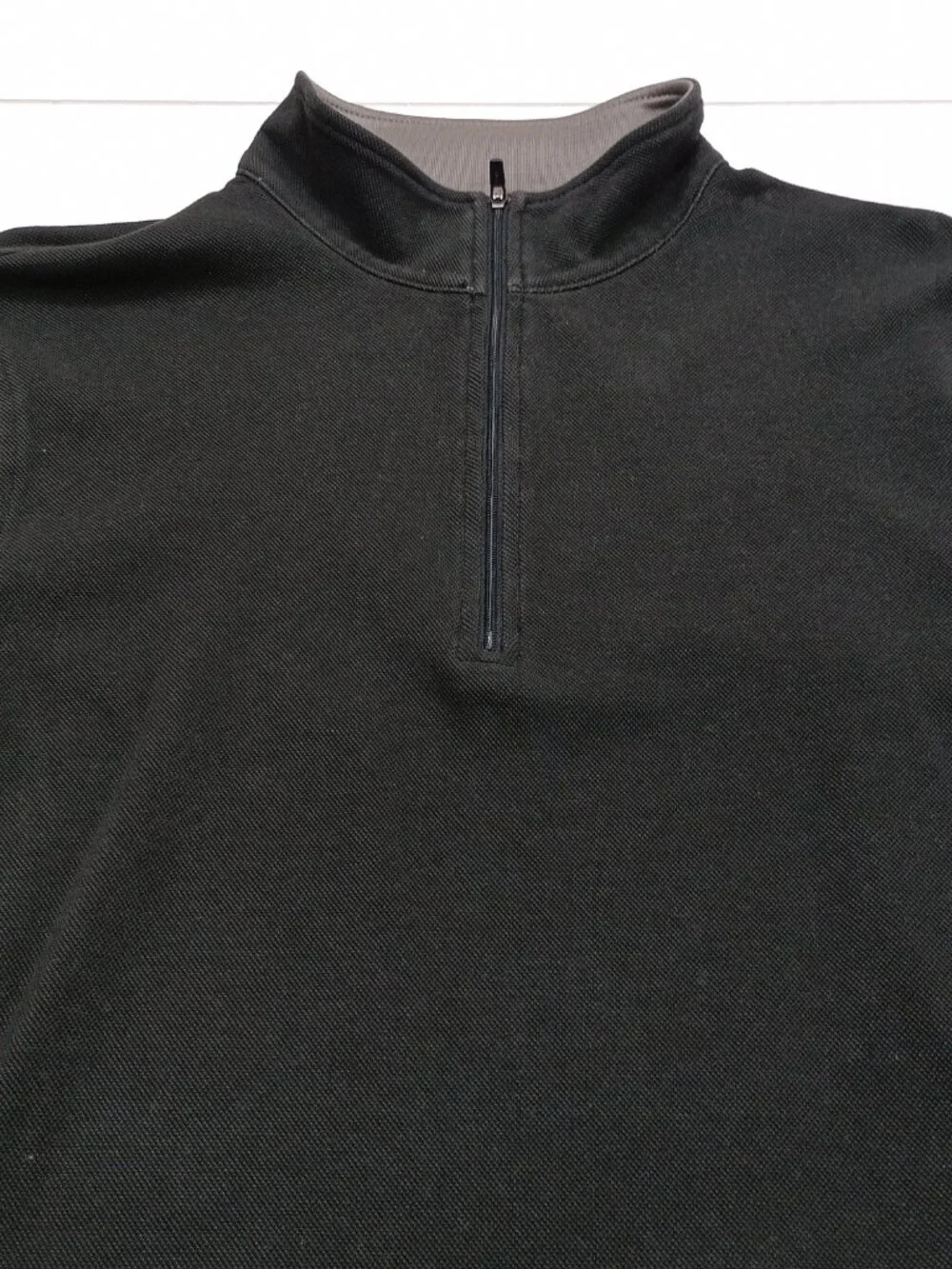 J.Crew Men’s Performance Quarter Zip Pullover Large Black COOLMAX UPF 50+